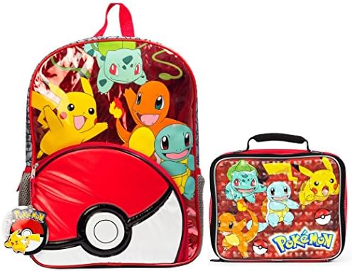 Pokemon Character Pokeball Backpack Lunch Tote Set