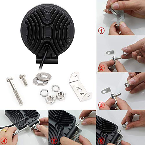 LED Work Light for Truck, AAIWA Round LED Light Pods 4.5" 96W LED Light Bar 2PCS Spot Flood Combo Amber Light Off Road Driving Lights for Jeep ATV UTV SUV Pickup Boat, 2 Years Warranty - Thumbnail 5