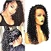Giannay Hair Deep Curly Synthetic Lace Front Wigs Part Handmade Glueless Long Wig High Temperature Heat Resistant Fiber Wigs with Baby Hair Black Color for Women 22 Inch (includes pair of eyelashes)