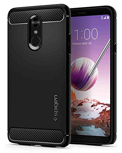 Spigen Rugged Armor LG Stylo 4 Case/Q Stylus Case/LG Stylo 4 Case with Flexible and Durable Shock Absorption with Carbon Fiber Design for LG Stylo 4 (2018) - Black