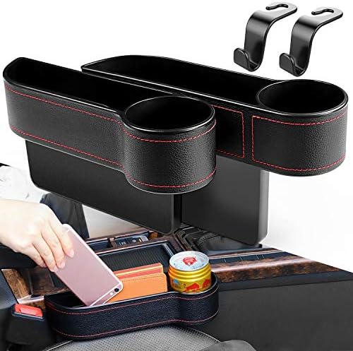 Ccjk サイド収納ボックス 車用 シートサイドポケット Pu 収納ボックス コンソール カップホルダー 小物