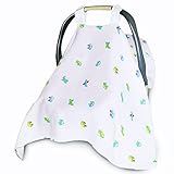 Baby Car Seat Covers To Protect From Bugs & Dust. XL Unisex Soft Muslin Cotton Canopy Cars Airplane.