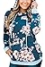 EIFFTER Womem Floral Print Pullover Hoodie Casual Long Sleeve Drawstring Hooded Sweatshirt With Pocket