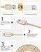 iPhone Cable 3 Pack (3ft 6ft 10ft) Elktry Fast Charging Data Sync Cord Wire 8 Pin Nylon Braided Lightning to USB Cable for iPhone SE 6 6s 6Plus 7 7Plus 5s 5c 5 iPad iPod (Fashionable Gold)