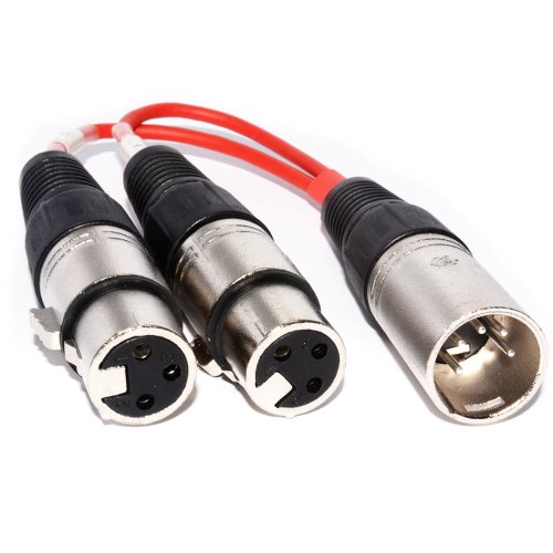 Kenable DMX 5 Pin Plugs to Twin XLR 3 pin Sockets Splitter Adapter Cable 10cm (~4 inch)