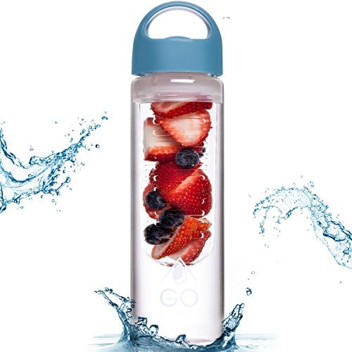 Water Bottle Fruit Infusers 24oz - Be Inspired to Drink More Water ~ 5 Free Recipes ~ Natural Infused Fruit Water, Iced Tea, &amp; Sparklies ~ 100% BPA Free, Leak-Proof, Rugged Bottles ~ Great Gifts