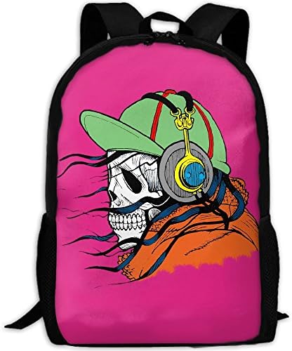 Skull Listen Music Double Shoulder Backpacks For Adults Traveling Bags Full Print Fashion