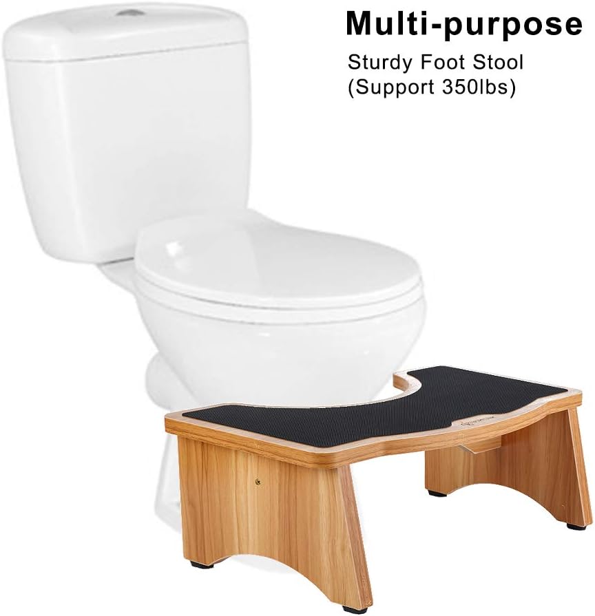 StrongTek Squatting Toilet Stool, Wood Bathroom Step Stool Squat with Anti Slip Layer, Adults and Elders, Potty Training for Adult, Portable, Sturdy, 350 lbs Capability, No Installation: Health & Personal Care