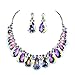 Youfir Water Drops Austria Crystal Necklace Earrings Set for Bridal Wedding Ceremony Events Dress
