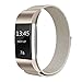 Super Vaule Metal Bands Compatible Fitbit Charge 2, Milanese Stainless Steel Metal Magnetic Replacement Wristband Small & Large for Women Men (Champagne Gold, Large: 6.7