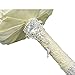 Wedding Flowers Bridal Bouquets Elegant Pearl Bride Bridesmaid Wedding Bouquet Crystal Sparkle 7.48inches 1PCS(Beige)