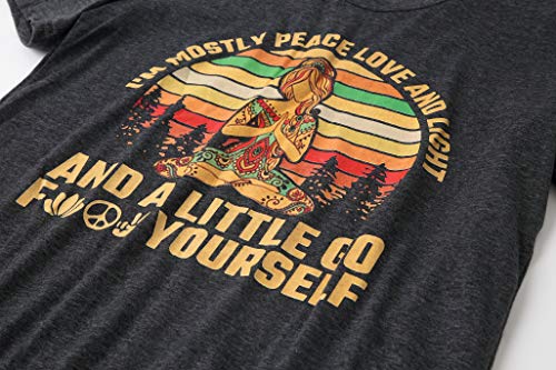 I'm Mostly Peace Love and Light Unisex T-Shirt - Retro Vintage Sunshine for Yoga Lovers Meditation and Spirituality Size M (Dark Grey)