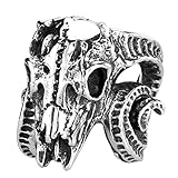 SAINTHERO Men's Vintage Gothic Stainless Steel Rings Worship Baphomet Ram Sheep Goat Head Horn Biker Rings Size 7-13