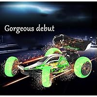 Jinjin 1/32 Remote Control Car High Speed Rc Toy Truck Off Road Vehicle Remote Control Drift Competitive Racing Car Wireless Charging Four-Way Remote Control Car Toy Model (Green)