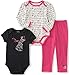 Calvin Klein Baby 3 Piece Creeper Pants Set, Hot Pink, 24 Months