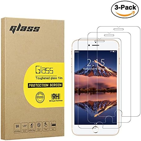 Kmeets iPhone 7 Screen Protector Film HD Clear, Premium Tempered Glass with HD Clarity and 3D Touch Accuracy, Clear For iPhone 8 [3-Pack]