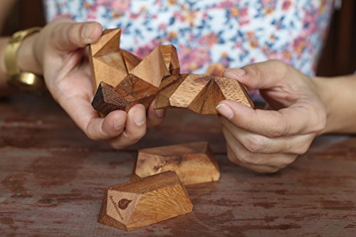 Galactic: Handmade & Organic 3D Brain Teaser Wooden Puzzle for Adults from SiamMandalay with Free SM Gift Box(Pictured)
