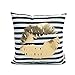 Monkeysell Bronzing Flannelette Home Throw Pillow Cover Lips Love Black Striped White Print Gold Black Room Decor Throw Pillows Cover for Couch Bed Sofa Christmas Gift18 inches