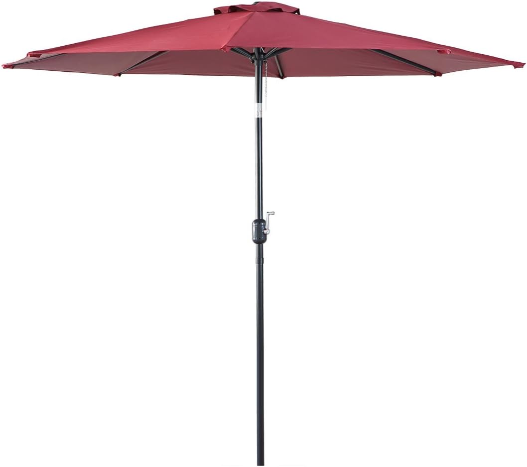 Amazon Com Farland 9 Ft Outdoor Table Aluminum Patio Umbrella Market Umbrella With Push Button Tilt And Crank Garden Large Umbrella Ribs Red Garden Outdoor