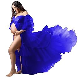 Tianzhihe Fluffy Tulle Maternity Robe for