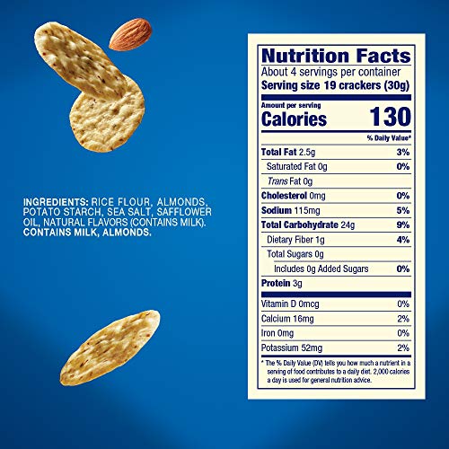 BLUE DIAMOND ALMONDS, GLUTEN FREE CRACKER CRISPS, ORIGINAL ALMOND FLAVORED PERFECT FOR SNACKING AND HEALTHY OPTIONS, 4.25 OZ