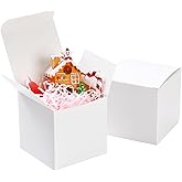 Apprabbr 50 Pack Push-Form Gift Boxes - 3x3x3 Mini Gift Boxes with Lids & Cookie Case for Candy & Candle Packaging - Easy Assembly Cube Boxes for Christmas, Gifts, Crafting, Party Favor - White