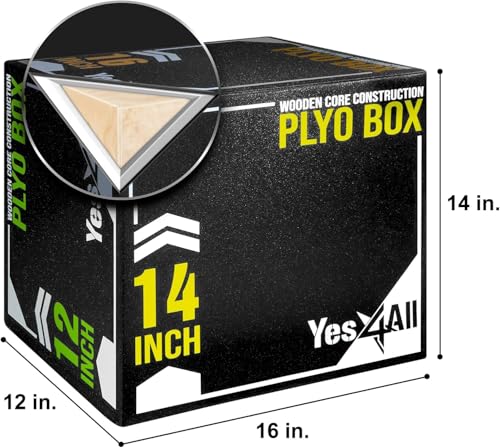 Yes4All 3 in-1 Soft Plyo Box Wooden Core, Foam Plyometric Box for Exercise, MMA, Plyometric Training, Available in 4 Sizes
