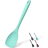 Doosu Silicone Spoon Spatula, 600ºF Heat-Resistant Food Grade Rubber Spoonula with Seamless Design, Non-Stick Flexible Scraper Kitchen Cooking Spoon Baking Tool for Mixing, Scraping (Aqua Sky)