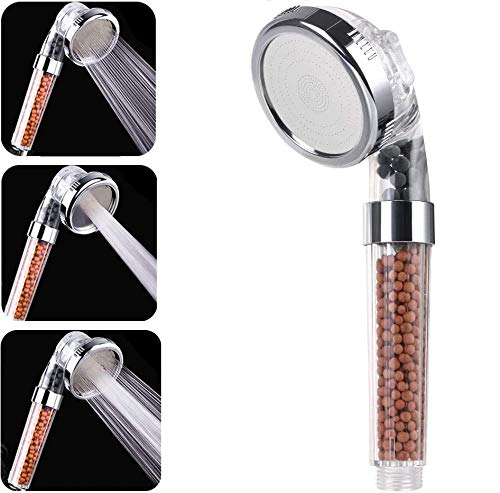 Hand Shower, Filter Shower Head with 3 Water Outlet Modes, Shower Head with Increased Water Pressure, Shower Head with ion Filter and Scale Filter