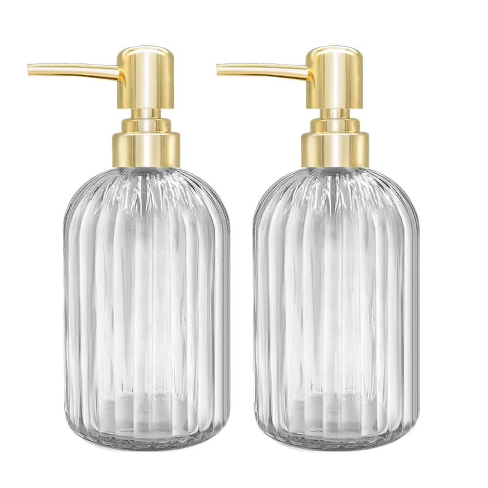 GCCL Soap Dispenser - 2 Pack 14 Oz Kitchen Soap Dispenser with Pump, Bathroom Transparent Soap Dispenser Bottle for Hand Soap, Dish Soap or Lotion (White)