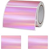 3 X 2 Inch Holographic Thermal Labels,Thermal Label Stickers Waterproof Rainbow Printer Decals for Name Tag DIY Logo Design,200 Pcs/1 Roll (Pink)
