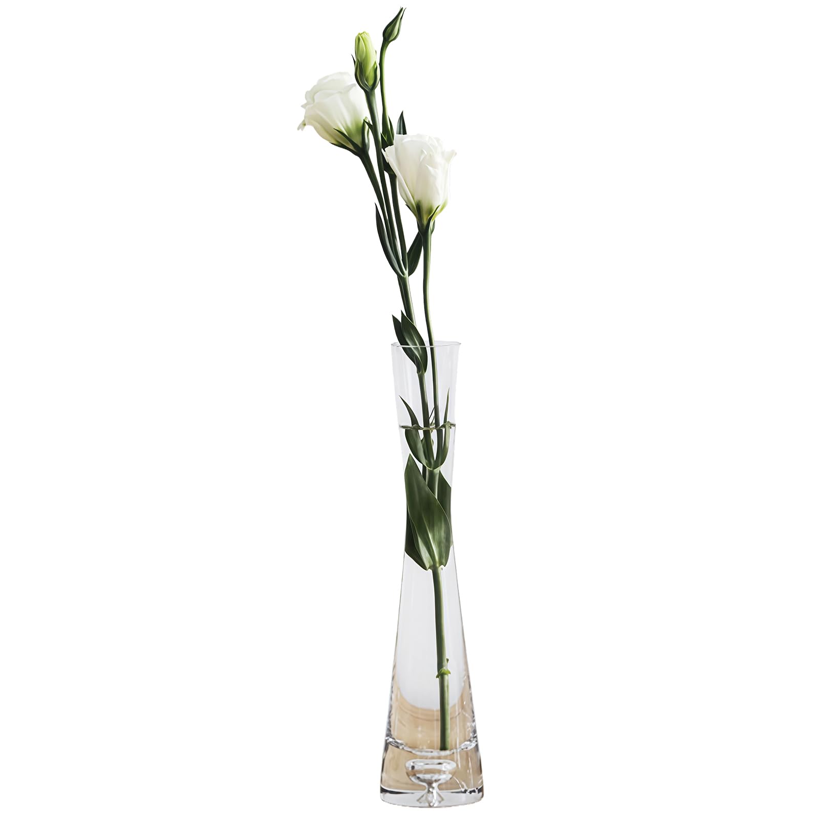 Bamboopack Hand-Made Blown Art Bud Glass Vase Small Glass Vase Single Stem Vase for Flower and Office Bud Home Decor (Clear)