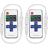 RGBZONE 2 Pack 11-key RF Mini Wireless Remote Controller with DC Connector for Single Color 3528 5050 LED Strip Lights