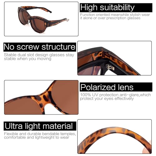 Face Shadow Polarised Over Sunglasses Over Normal Glasses Women's UV400 Protection, Oversized Glasses for Glasses Wearers, Ultra Light for Driving, Cycling, Sports and Leisure