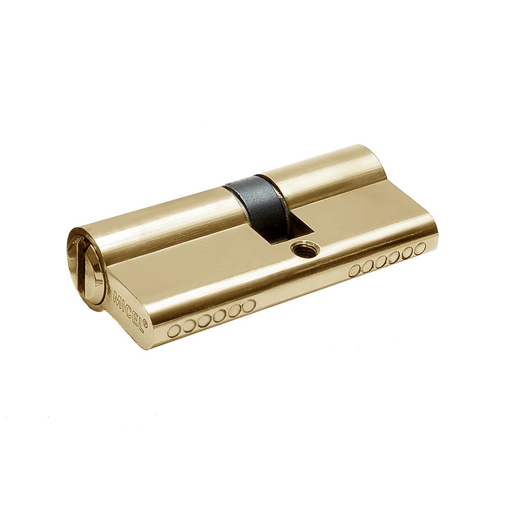 MICEL - 13089 - European Profile Double Coupling Security Cylinder with Long Cam Centered 40 x 60 with Keys Brass Finish Gold 100 x 17 x 33 mm
