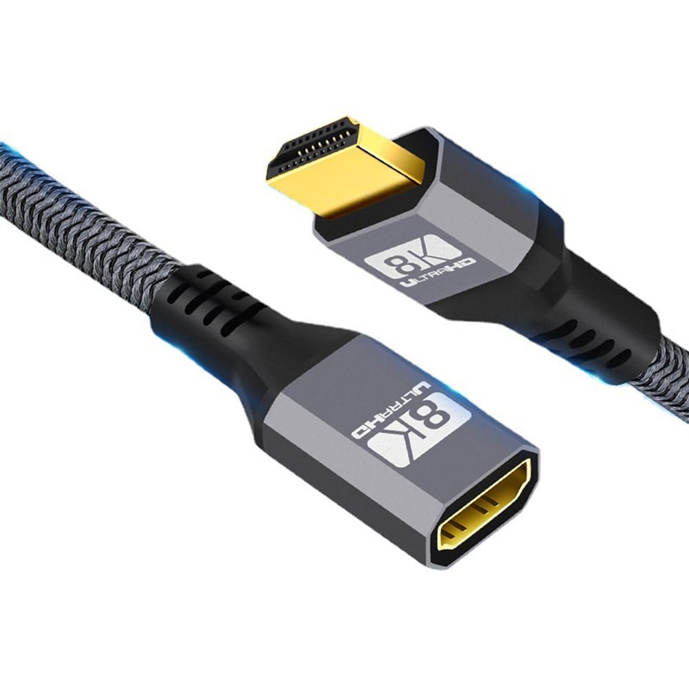 NFHK HDMI 2.1 UHD 8K Extension Cable Male to Female Ultra-HD 8K 60hz 4K 120hz Cable 48Gbs with Audio 3D HDMI Cord 150CM