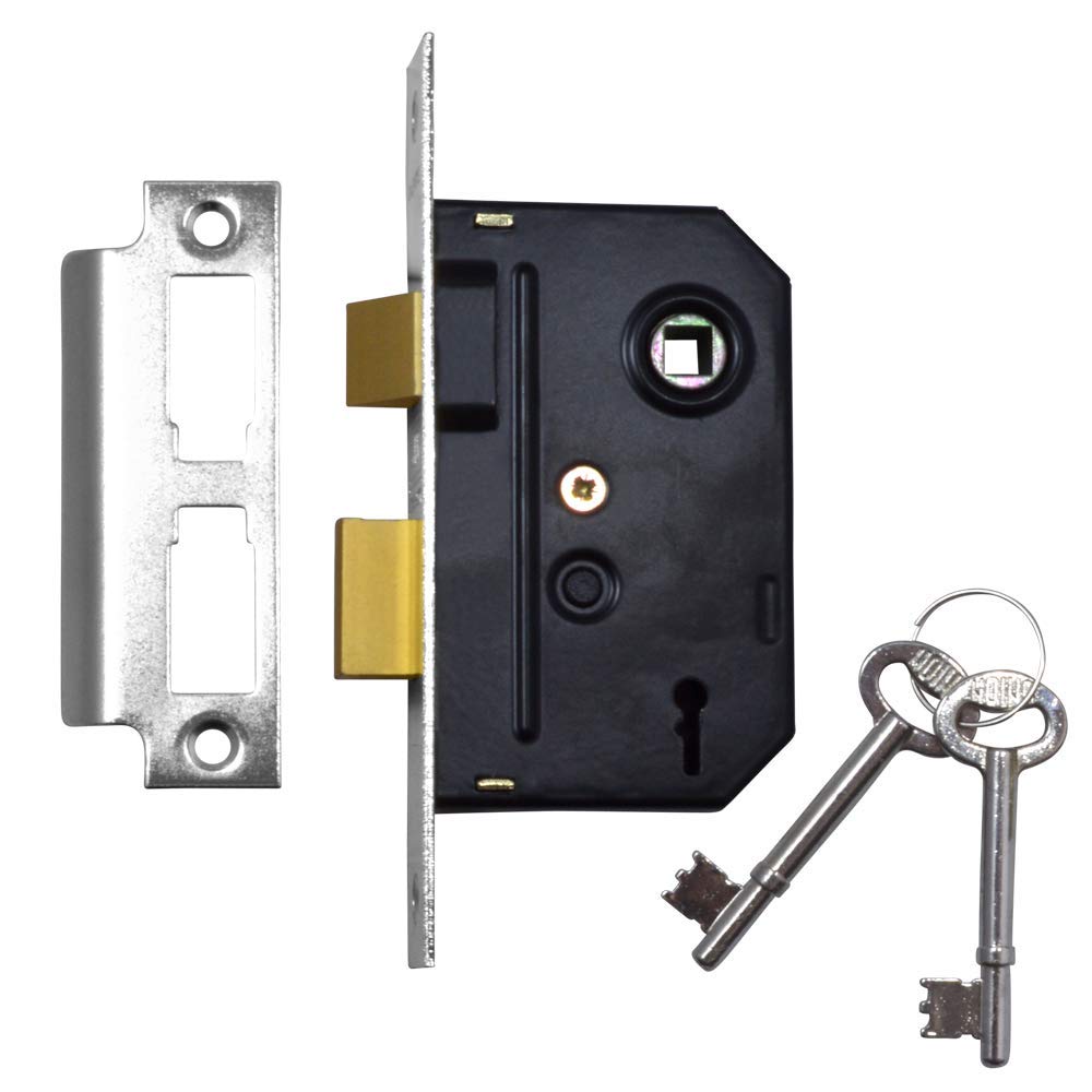 Union Locks 2295 2-Lever Mortice Sash-Lock 63mm - Chrome Finish