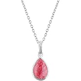 DEVMUKTI Natural Thulite Gemstones Pendant Necklace, 925 Sterling Silver, Bezel Pendant, Dainty Necklace, Handmade, Crystal Jewelry, Birthstone, Adjustable Chain 20"