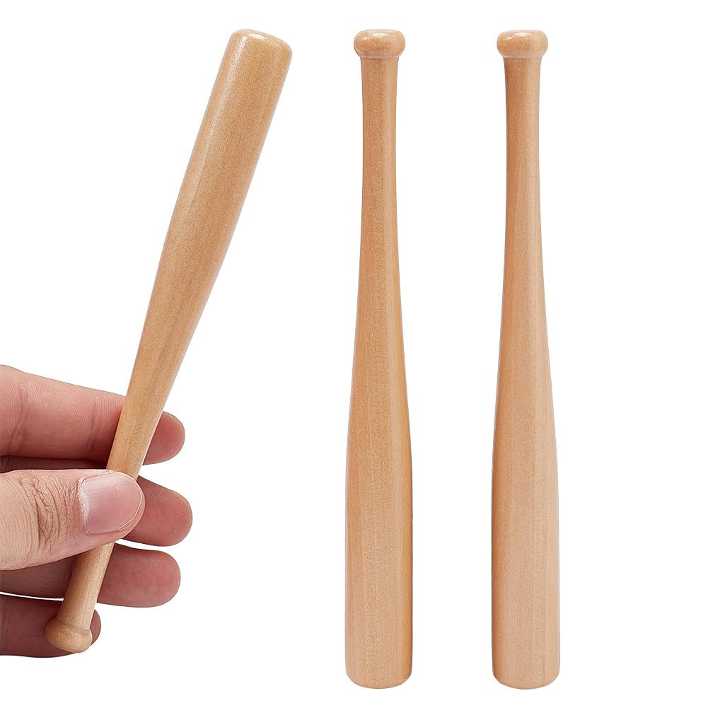 GORGECRAFT 3PCS Natural Wood Baseball Bat Mini Baseball Bats Tiny Baseball Bat Beads Baseball Stand Display Holder Home Display Decorations for Keychain Accessories Action Figures Diy Craft Projects