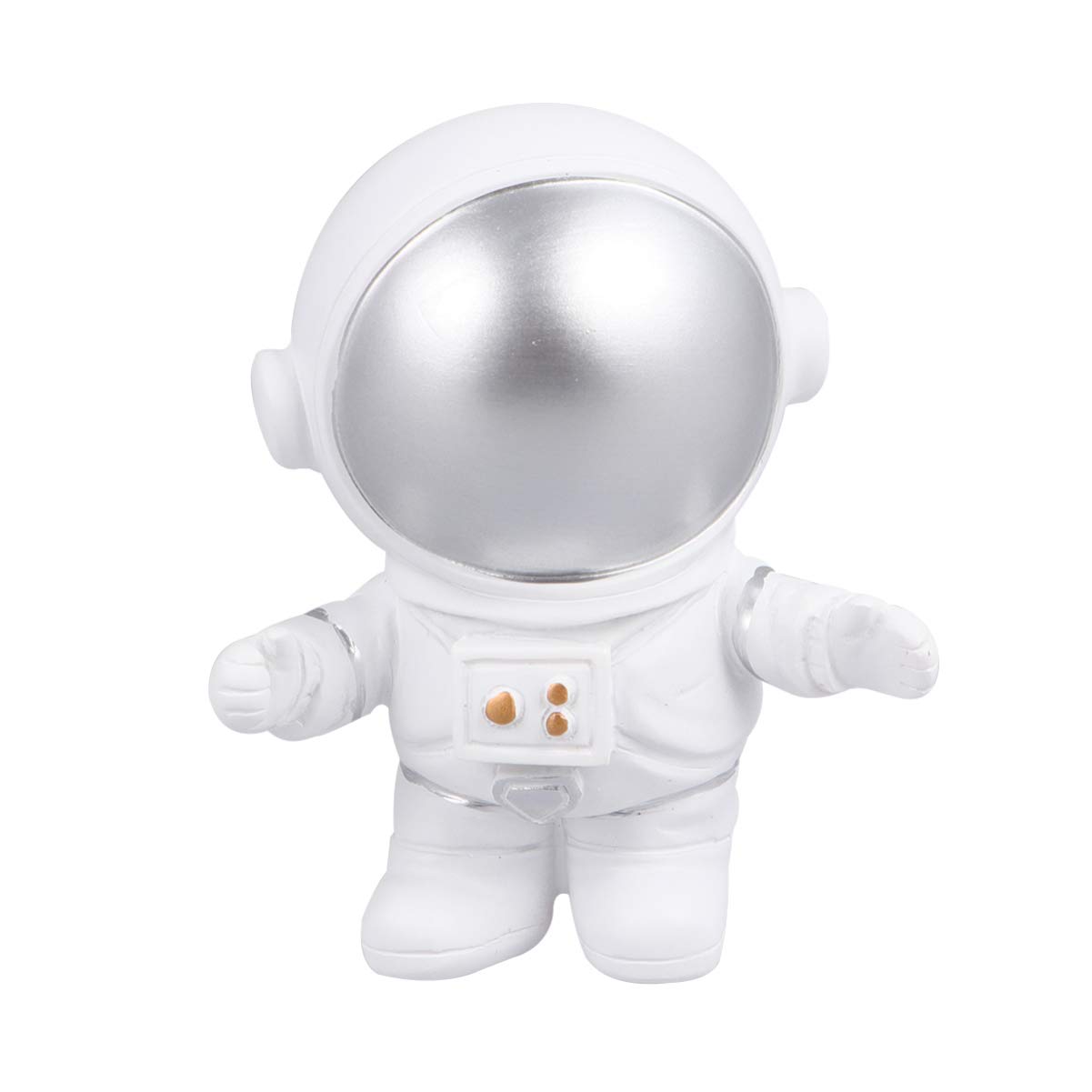 Amosfun Astronaut Figurine Resin Spaceman Model Ornament Car Interior Figure for Astronaut Party Cake Topper Table Decoration (Silver)