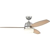 Craftmade Ceiling Fan with LED Light BEL52BNK3-LED Belter 52 Inch and Wall Control, Brushed Polished Nickel