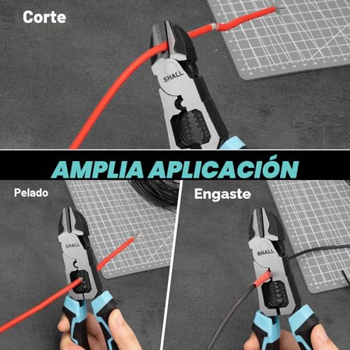 SHALL 3 in 1 Diagonal Cutting Pliers with Wire Stripper, 8 Inch Heavy Duty Chrome Vanadium Cable Cutters for Electricians to Cut, Crimp and Strip.