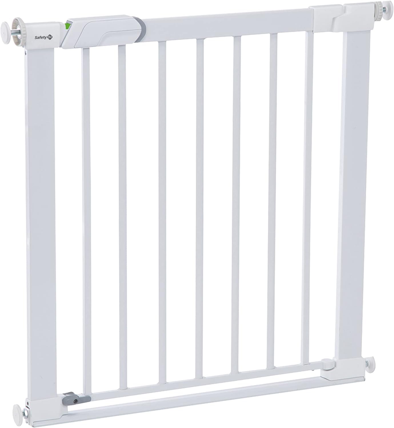 Safety 1st Flat Step Baby Stair Gate Pressure Fit, 73-80cm (max. 101cm), Ultra Flat Step-over Bar, "Keep Open" Baby Safety Gate, One-Hand Opening, No-Screw Installation (No Drilling), White