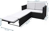 EVRE Love Bed Rattan Garden Furniture Set Grey with Cushions view 4