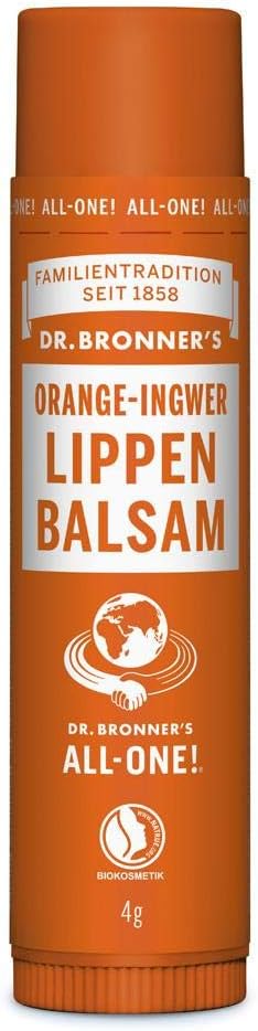 Dr. Bronner's Orange Ginger Lip Balm Intensive Care Organic Beeswax 4g