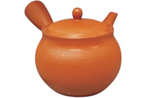 Teapot Kyusu Tokoname - Akira - Orange - 16 oz (460 ml/cc) - Stainless Mesh - Almond Shaped