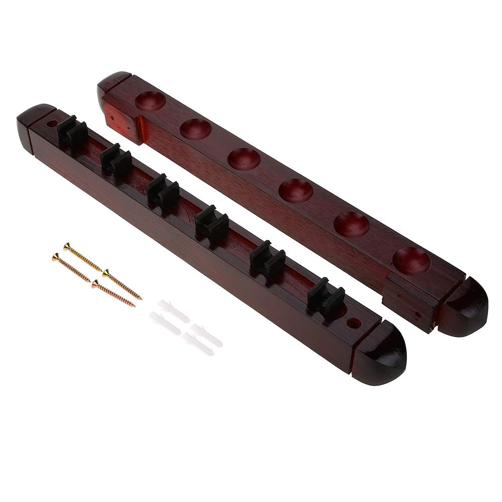 Keenso Pool Cue Rack, Pool Cue Holder, Wooden Wall Mounted with 4 Screw & Expansion Plugs for Pool Bars, Clubs & Billiard Players