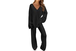 MEROKEETY Women's 2 Piece Outfits Fuzzy Fleece Pajama Set Long Sleeve Top Wide Leg Pants Loungewear