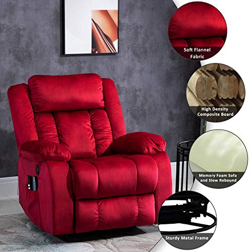 Mecor Massage Recliner Chair w/Adjustable Headrest Flannelette Rocker