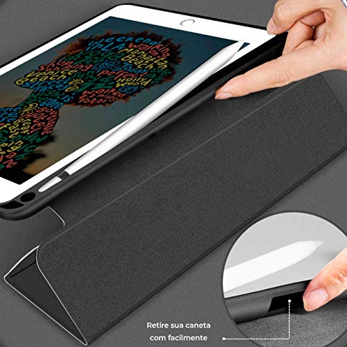 WB Capa iPad 7a, 8a e 9a Geração 10.2″ - Premium Slim, Antichoque com Compart. para Pencil - Preta